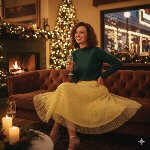 J. Crew NWT Lemon Yellow Tulle Skirt with Blue Glitter Polka Dots! ✨ sz 00